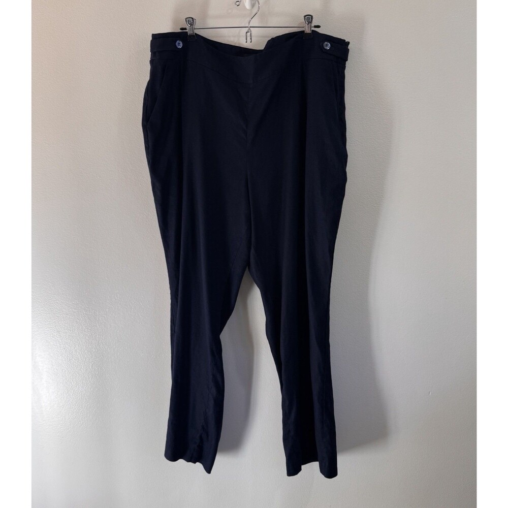 Talbots Pants 18W Navy Blue Curvy Straight Linen Blend Sailor Nautical High Rise